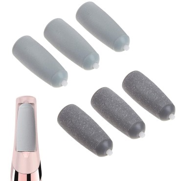 P4L 6 Pcs Pedicures Replacement Heads for Flawless Pedi Electric Tool Foot File,Pedi Replacement Roller Head fit Finishing Touch Flawless Pedi as seen on TV (3 Coarse & 3 Fine), Grey, 6 Pack