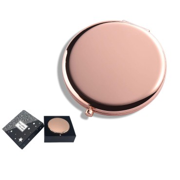 WOOYALIN Magnifying Compact Cosmetic Mirror 2.75 Inch Round Pocket Makeup Mirror Handheld Travel Makeup Mirror Portable Mirror Pocket Mirror Rose Gold