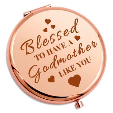 Godmother Gifts from Goddaughter Baptism Gifts Compact Makeup Mirror Christian Gift for Women Mother's Day Birthday Gift Travel Makeup Mirror Announcement Gift Appreciation Gift Easter Prayer Gifts