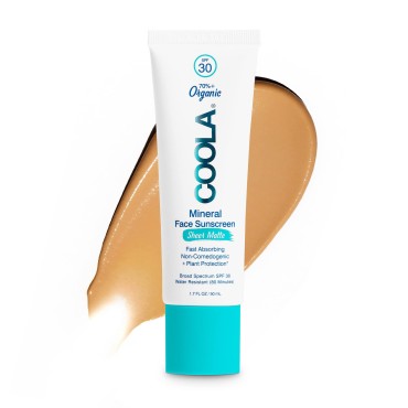 COOLA Organic Mineral Sheer Matte Sunscreen SPF 30 Sunblock, Dermatologist Tested Skin Care For Daily Protection, Vegan And Gluten Free, Fragrance Free, 1.7 Fl Oz