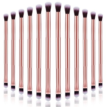 12 Pcs Eyeshadow Smudge Brush 2 in 1 Eyeshadow Brush Double Ended Concealer Brush Under Eye Small Soft Firm Pointed Foundation Makeup Applicator for Blending Eye Shadow Liner
