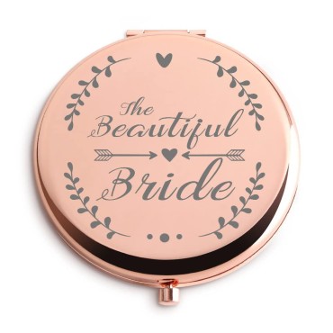 Dyukonirty Bride Gifts The Beautiful Bride Travel Makeup Mirror Rose Gold Engagement Gift Wedding Registry Items Bachelorette Gifts for Bridal Shower Gift for Bride Bachelorette Party