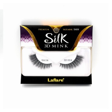 Laflare 3D SILK MINK Premium Faux Mink Eyelashes, Cat Eyes, Wispy, Fluffy, Soft as Mink, Multi-layered False Lashes  (SM14)