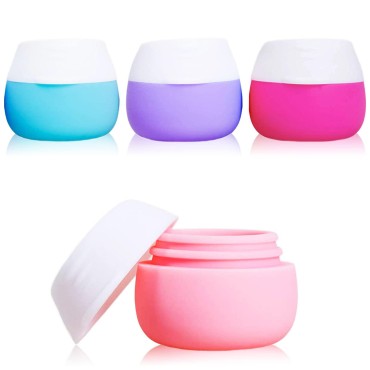 Travel Containers for Toiletries, Gemice Silicone Cream Jars, TSA Approved Travel Size Containers Leak-proof Travel Accessories with Lid for Cosmetic Makeup Face Body Hand Cream (4 Pieces)