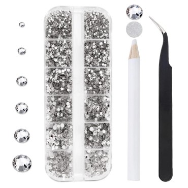 12 Grids 3792pcs Pieces Clear Flatback Rhinestones...