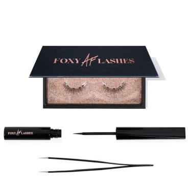 Foxy AF Lashes Magnetic Eyelashes with Eyeliner Kit (Strong Hold) Cutie Pie | Made from Natural Fibres Premium Faux Mink Cruelty-Free with Storage Case