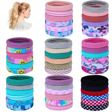 Hair Ties for Women-48PCS Ties for Thick Heavy or Curly Hair-No Slip Seamless Ponytail Holders-Hair Ties for Girls-Long Lasting Braids- Elastic Hair Ties(multi-color B-48PCS) (multi-color A-48PCS)