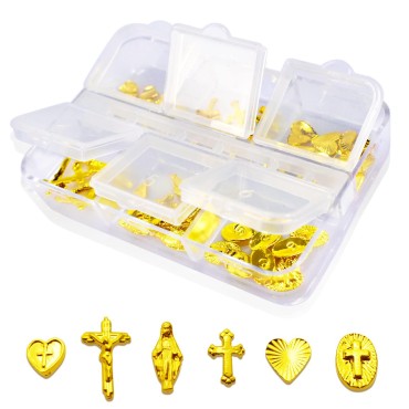 60 Pcs Gold Cross Charms for 3D Nail Art Design Me...