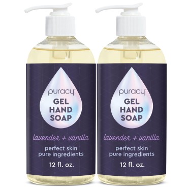 Puracy Organic Hand Soap, For the Professional Hand Washers We've All Become, Moisturizing Natural Gel Hand Wash Soap, Liquid Hand Soap Refills for Soft Skin (12 fl.oz, Lavender & Vanilla) 2-Pack