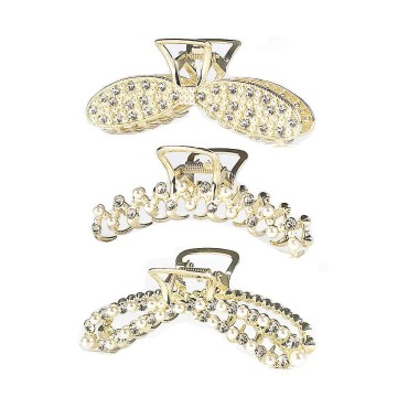 Pearl Rhinestone Hair Clips, Sinide 3 Pack Large C...