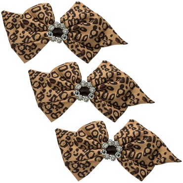 OIIKI 3PCS Large Rhinestone Leopard Clips for Hair, Brown Hair Clips, Women Girls Hair Spring Barretts, Hair Accessories for Christmas Valentine's Day Birthday Party Decoration
