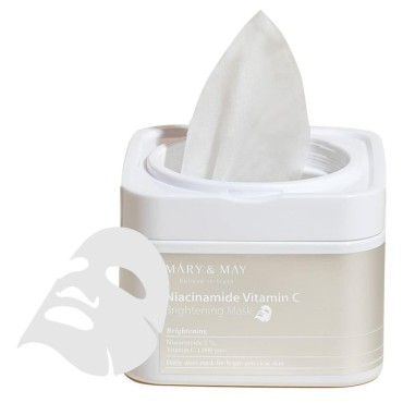 Mary&May Niacinamide Vitamin C Brightening Mask 30ea | Quick dispenser type 30 sheet, Brightening & Tone up, VitaminC, Korean Facial Mask, marynmay…
