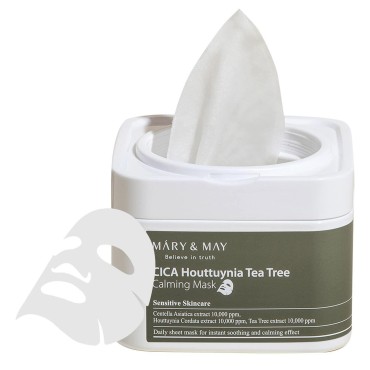 Mary&May CICA Houttuynia Tea Tree Calming Mask 30ea | Quick dispenser type 30 sheet, Cica Sheet Mask, Soothing, Calming Skin, Korean Facial Mask, marynmay…