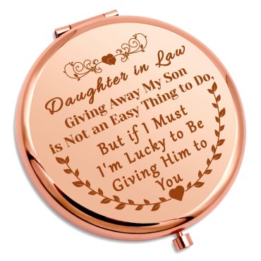Daughter In Law Gift from Mom Wedding Gift Personal Makeup Mirror Bride Gift Bridal Shower Gift for Women Birthday Gift from Mother-In-Law Or Father-In-Law Mother' s Day Daughter Gift Compact Mirror