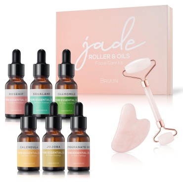 BRÜUN Jade Roller and Gua Sha Kit of Pink Color Ro...