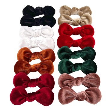 Rounder Velvet Bow Hair Clips for Baby Girls Hair Accessories Round Hair Bow Barrettes Hairgrips (Rounder 8 Pairs)