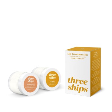 Three Ships Lip Treatment Kit - Buttercream Hydrating Lip Mask and Vanilla Lip Exfoliator - Soothing Natural Lip Care for Dry, Damaged Lips - As Seen on Dragons’ Den, 2 x 15g