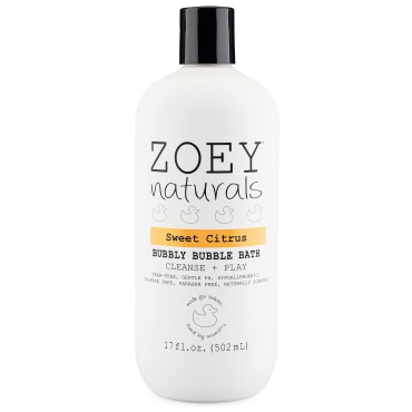 Zoey Naturals - Sweet Citrus Bubbly Bubble Bath for Kids, Tear-Free, with Moisturizing Aloe and Avocado Oil, Made in USA