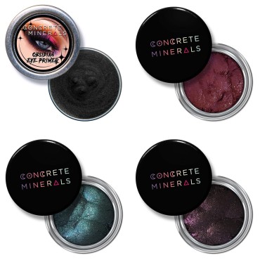 Concrete Minerals Variety Collection, Silky- Smooth and Highly Pigmented Cosmetics, 100% Vegan and Cruelty Free, Loose Mineral Eyeshadow Powder, Handmade in USA (Dark Arts)