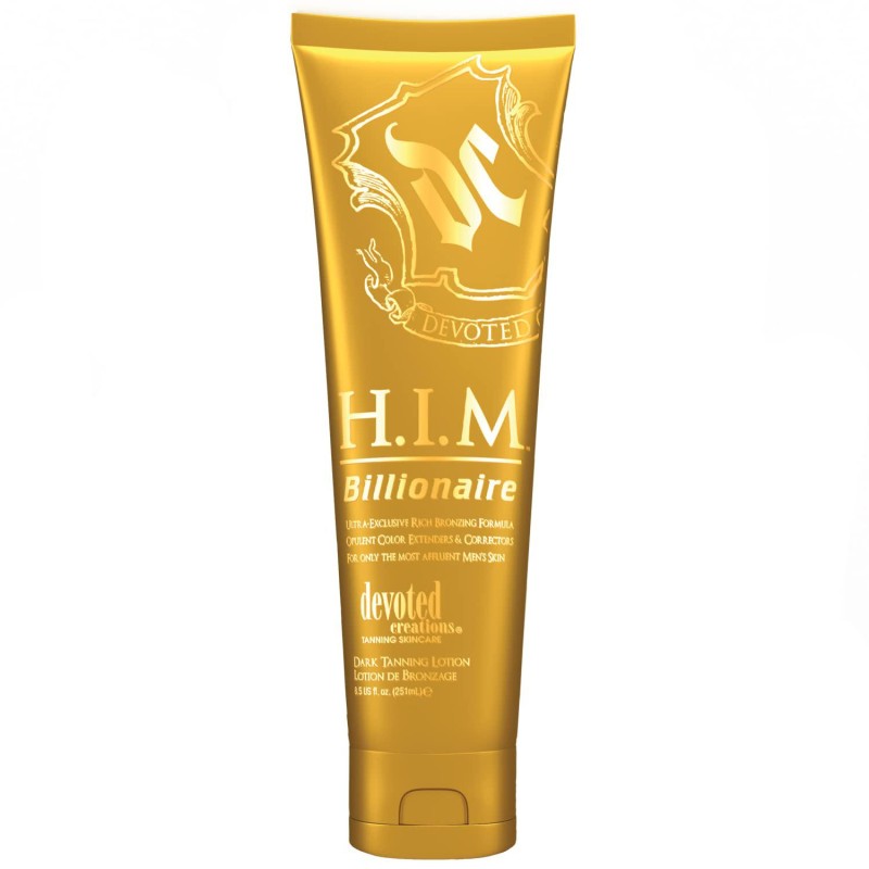 Devoted Creations H.I.M Billionaire Dark Tanning Lotion - Ultra-Exclusive Rich Bronzing Formula with Opulent Color Extenders and Correctors - 8.5 oz.