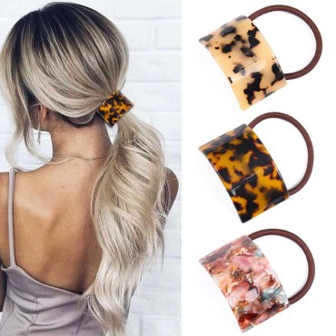 Brinie Hair Ties Tortoise shell Ponytail Cuff Elastic Hair Band Leopard French Head Band Headwear Hair Accessories for Women and Girls (Pack of 3)