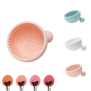 Makeup Brush Cleaner Mat?Silicone Make Up Cleaning Brush Scrubber bowl Portable Washing Tool Cosmetic Brush Cleaners for Gir?Easy Clean