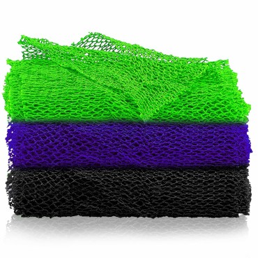 3 Pieces African Net Soft African Bathing Sponge African Body Exfoliating Shower Net, Back Scrubber Washer Skin Smoother, African Long Net Bath Sponge for Daily Use Body Scrub Exfoliation Cloth