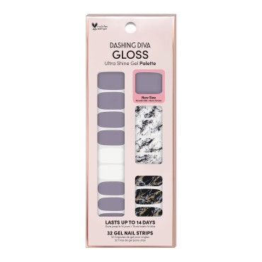 Dashing Diva Gloss Nail Strips - Natural Wonder | UV Free, Chip Resistant, Long Lasting Gel Nail Stickers | Contains 32 Nail Wraps, 1 Prep Pad, 1 Nail File