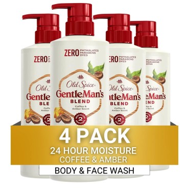 Old Spice Men's Body Wash GentleMan's Blend Coffee & Amber, 16.9 oz, Pack of 4