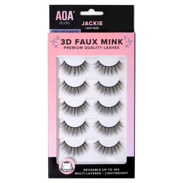 AOA Studio 3D False Eyelash 5 Pairs Natural Handma...