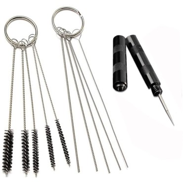 Yoogeer 11Pcs Airbrush Spray Cleaning Repair Tools Kits - 1Pcs Wash Needle, 5Pcs Cleaning Needles, 5Pcs Cleaning Brushes for Body Painting Tattoo Airbrush Gun Nozzle Cleaner Tools (Black)