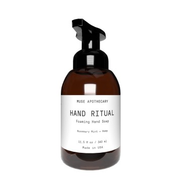 Muse Bath Apothecary Hand Ritual - Aromatic and Nourishing Foaming Hand Soap, Infused with Natural Aromatherapy Essential Oils - USDA Certified Biobased - 11.5 oz, Rosemary Mint + Hemp