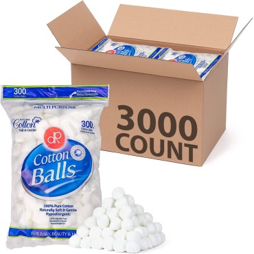 DecorRack 3000 Mini Cotton Balls for Make-Up, Nail...