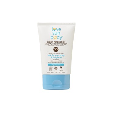 Love Sun Body Mineral Body Sunscreen SPF 30 (Fragrance Free)| Reef Safe Skincare | Zinc Oxide Lotion |100% Natural Origin Moisturizer | Ecocert Certified Cosmos Natural | 3 fl oz