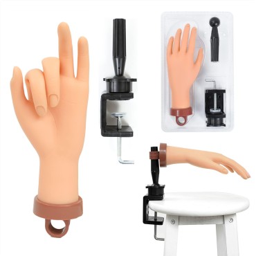 Practice Hand for Acrylic Nails, Professional Nail Practice Hand Fake Hand for Nail Practice Mannequin Hands for Nails Practice Nail Training Practice Hand for Acrylic Nail Kit(with Clamp Holder)