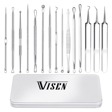 15 PCS Pimple Popper Tool Kit,Blackhead Remover Co...