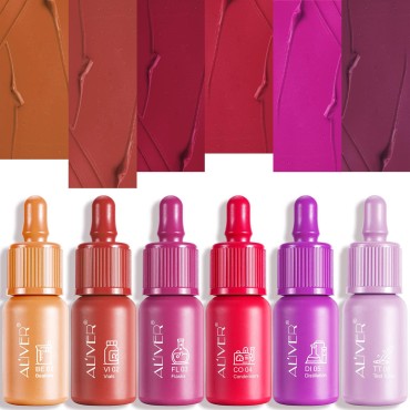 Bieyoc 6 Colors Lip Stains Set, Matte Liquid Super Long-Lasting Waterproof Lip Gloss Stain Set, High Pigmented Lipstick Tint