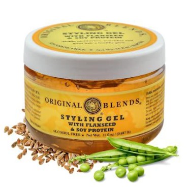 Original Blends Styling Gel - Natural Hair Gel with Flaxseed & Soy Protein - Non-Flaking, Firm or Light Hold for All Hair Types - Hair Product for Adults & Children - (11 Fl Oz Jar)