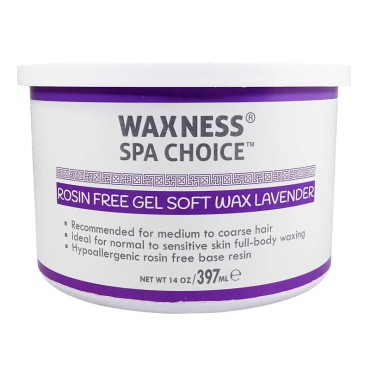 Waxness Spa Choice Rosin Free Gel Soft Wax Lavender 14 oz / 397 ml