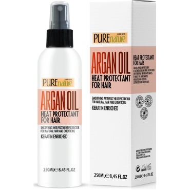 Moroccan Argan Oil Heat Protectant Spray for Hair with Keratin - Leave in Deep Conditioner for Women - Styling and Treatment Protection Professional Salon Grade Products for Dry, Damaged Hair