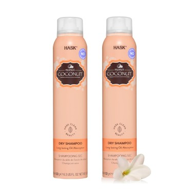 HASK Coconut Nourishing Dry Shampoo Kits for all hair types, aluminum free, no sulfates, parabens, phthalates, gluten or artificial colors (4.3oz-Qty2)