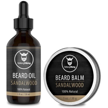 Beard Oil and Balm Set - Dual Use Leave in Beard C...