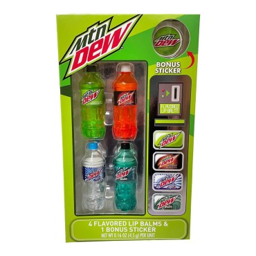Centric Beauty Mountain Dew Flavored Lip Balm 5-Piece Vending Machine Pack, Green, 5 Piece Set