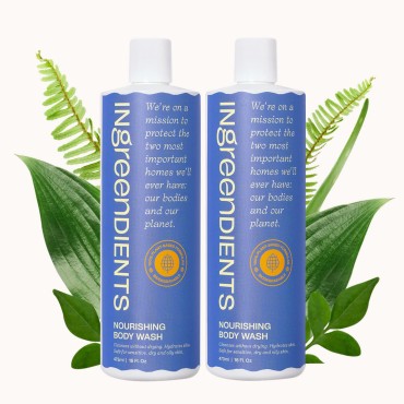 Ingreendients Natural Body Wash With Organic Ingredients - Moisturizing For Dry and Sensitive Skin, Organic Body Wash, Vegan Body Wash, Paraben Free Body Wash, Cruelty Free, Sulfate Free, Betaine Free (2 x 16 FL. Oz)