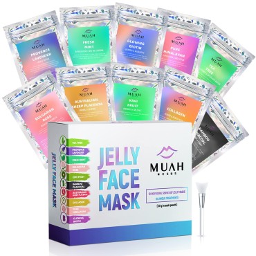 Jelly Face Mask for Facials Professional - Hydrating, Nourishing & Soothing Gel Face Mask for Dry Skin - Helps Reduce Wrinkles, Fine Lines & Minimize Pores - 10 Treatment Jelly Mask