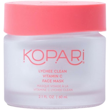 Kopari Lychee Clean Vitamin C Face Mask with Vitamin C, AHA’s & Coconut Milk | Complexion Brightening and Moisturizing Face Mask | Brighten and Hydrate Dull, Dry Skin | 2.1 fl Oz