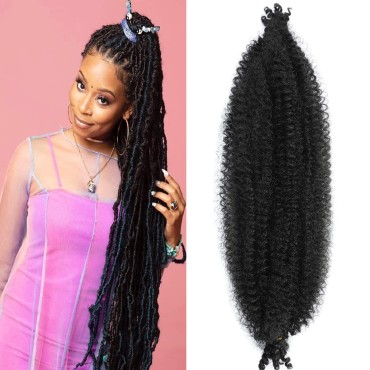 30 Inch Pre-Separated Springy Afro Twist Hair 8 Packs Black Pre-Fluffy Natural Curls are Perfect for Marley Crochet Hair Suitable for Black Women (30 Inch, 1B)
