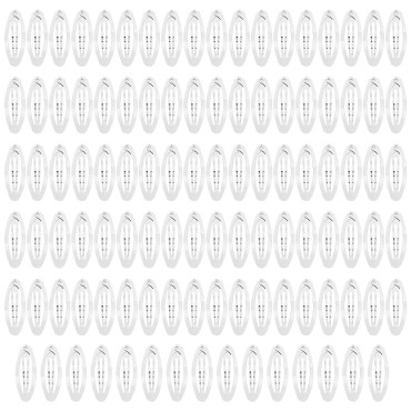 100 Pack Bulk 2 Inch 5 CM Oval Snap Metal Hair Clips Barrettes Silver Hairpins Clips Thin Fine Bang Hair Holder Craft DIY Accessories for Women Girl Kids