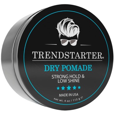 TRENDSTARTER - DRY POMADE (4oz) - Strong Hold - Low Shine - Water-Based Gel Type Pomade - All-Day Hold Premium Hair Styling Products