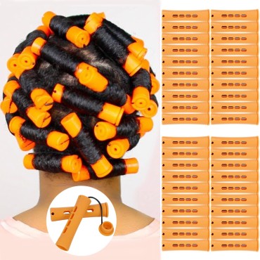 40pcs Perm Rods Set for Natural Hair Plastic Cold Wave Orange Perm Rods for Long Short Hair Rollers for Women DIY Hairdressing Tools?Orange?